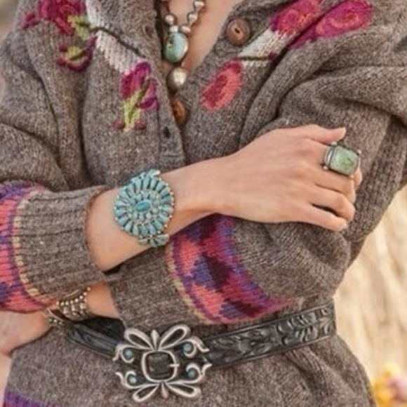 Cozy Sundance Lost Horizons Celia Rose Cardi Sweater, Hand-Knit Fleece Lined S/M - Picture 7 of 12